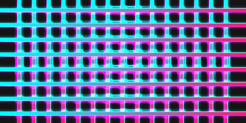 Modern abstract futuristic glowing pink and blue neon light in black dark room background