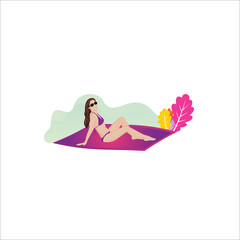 summer on the beach bikini illustration logo silhouette icon