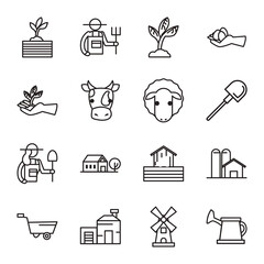 Farm line style icon set vector design