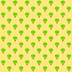 Green yellow strips air balloon with light brown background