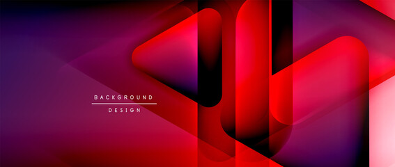 Triangle shapes geometric abstract background. 3D shadow effects and fluid gradients. Modern overlapping forms wallpaper for your text message