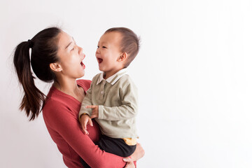 The mother checked the baby's oral health