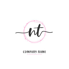 N T NT Initial handwriting and signature logo design with circle. Beautiful design handwritten logo for fashion, team, wedding, luxury logo.