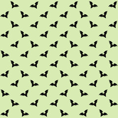 Black bat flying with grey background repeat pattern