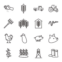 Farm line style icon set vector design