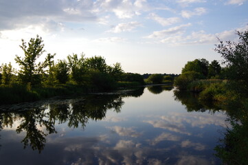 Fototapeta na wymiar Beautiful landscape on the river Ros, Ukraine. 
