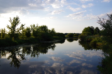 Fototapeta premium Beautiful landscape on the river Ros, Ukraine. 