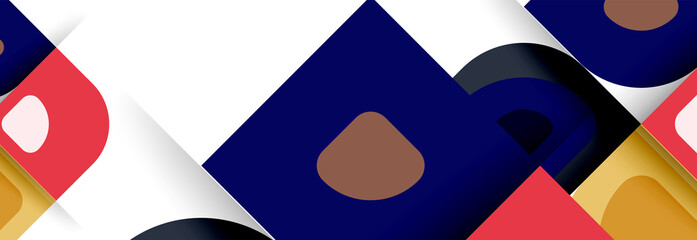 Set of vector modern geometric abstract backgrounds with repeating abstract round shapes patterns and shadow effects