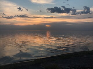 Reservoir - Kiev Sea in Vyshgorod at sunset.
