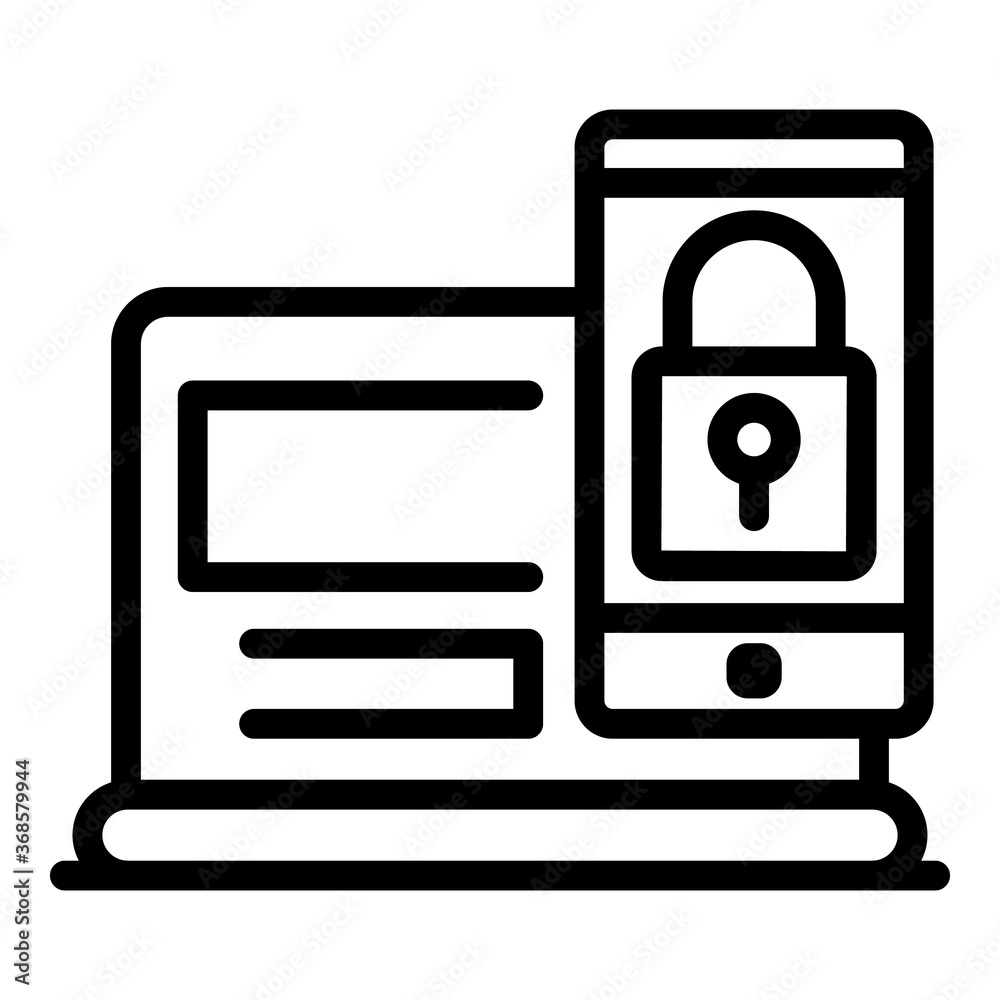 Poster locked data laptop authentication icon. outline locked data laptop authentication vector icon for we