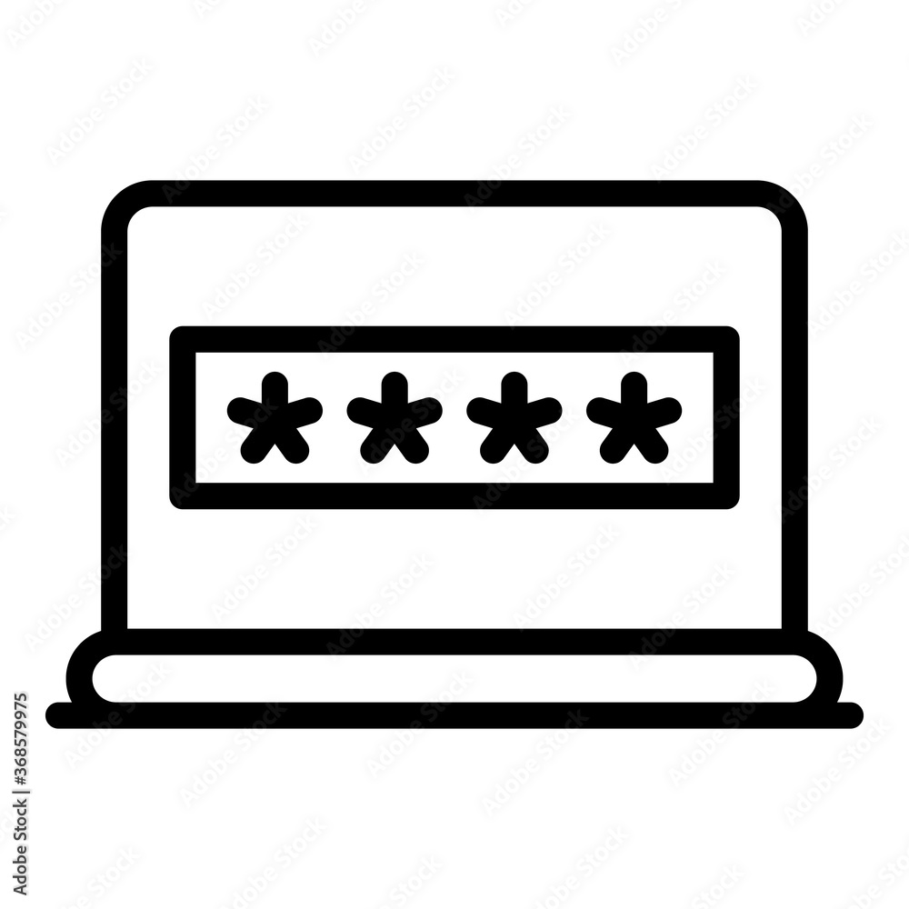Poster laptop workstation authentication icon. outline laptop workstation authentication vector icon for we
