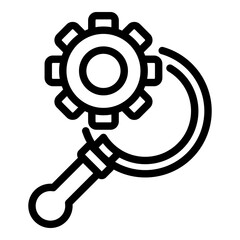 Gear magnifier remote access icon. Outline gear magnifier remote access vector icon for web design isolated on white background