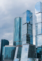 Plakat buildings skyscrapers Moscow City in summer on a cloudy day