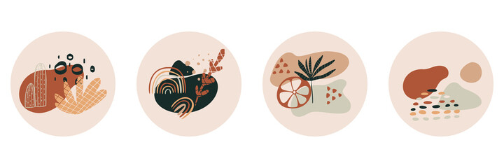 Floral set icons line. Minimal covers.