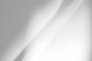 Blurred overlay effect for photo and mockups. Organic drop diagonal shadow and rays of light from window on a white wall. shadows for natural light effects