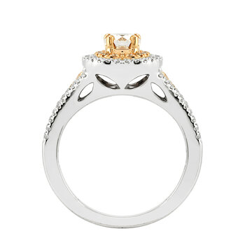 real diamond gold jewelry. white gold shank. engagement ring isolated