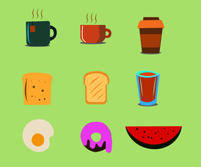 food and drink icons,set of eatables