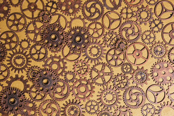 Background, an abstraction of a gear on a yellow background.