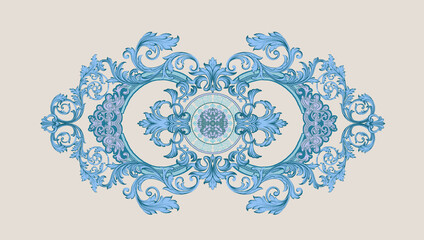 Baroque Rococo style wallpaper design, European background pattern, suitable for textile, clothing and bottom design