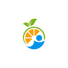 People with Modern fresh orange logo vector illustration, Fresh Orange Slice Logo Design Template