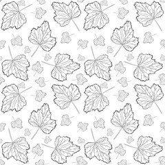 Seamless wallpaper. Coloring. Suitable for packaging, fabrics, wallpaper and simple dyes. Autumn leaves.