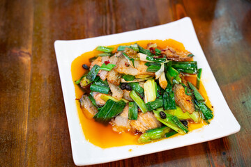 Double cooked pork with Szechuan Spicy sauce, traditional Chinese dish.