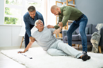 Helping Elder Senior Fallen Man