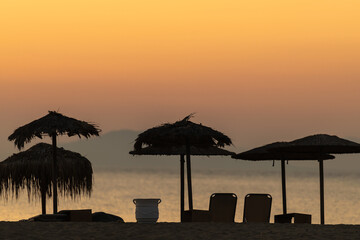 Sunset at Elafonisos island in Greece. Famous Simos beach.
