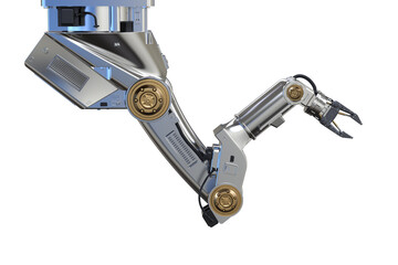 Metallic robotic arm isolated