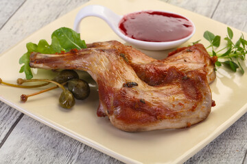 Roasted rabbit legs