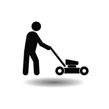 Gardening Grass Cutter icon with shadow