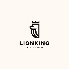 Creative Professional Trendy lion with crown Logo Design in Black and White Color