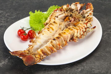 Grilled crayfish in the plate