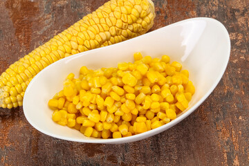 Young corn seeds in the bowl