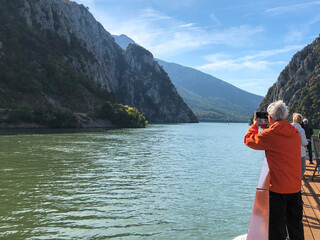 sightseeing from deck of cruise ship in Serbia