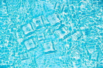 Cool and transparent ice cubes in summer