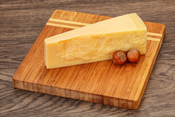 Tasty parmesan cheese with hazel nut