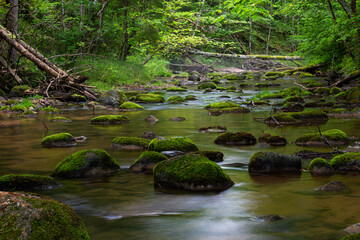Obraz premium A small rocky river in spring Taken in Latvia, Raunis river