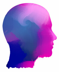 human head silhouette with colorful