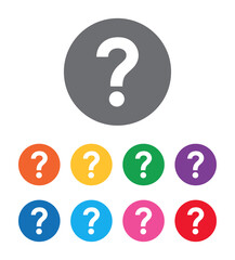 Question mark icon flat design round button set illustration