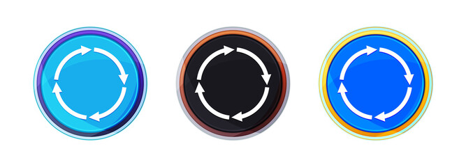 Refresh update icon perfect shine round button set illustration