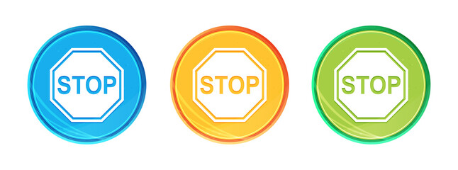 Stop sign icon clean soft round button set illustration
