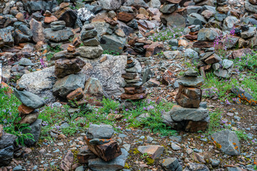 Obraz premium Prayer's pile, a pile of rocks to pray in Tibet, China.