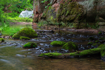 A small rocky river in spring Taken in Latvia, Raunis river