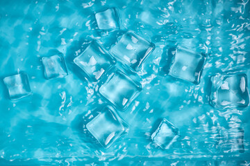 Cool and transparent ice cubes in summer