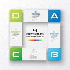 Business infographics template 4 steps with square,Element for design invitations,Vector illustration.