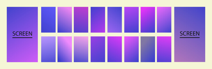 Fototapeta premium Set of Purple and violet abstract vector gradient backgrounds. Colorful texture for your design. Mobile app template