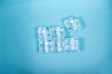 Cool and transparent ice cubes in summer