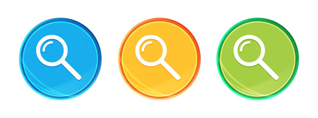 Magnifying glass icon clean soft round button set illustration