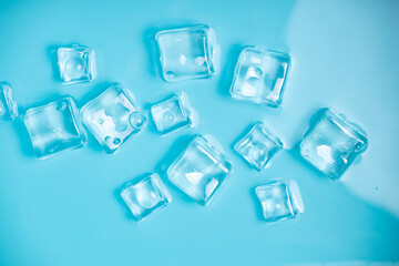 Cool and transparent ice cubes in summer